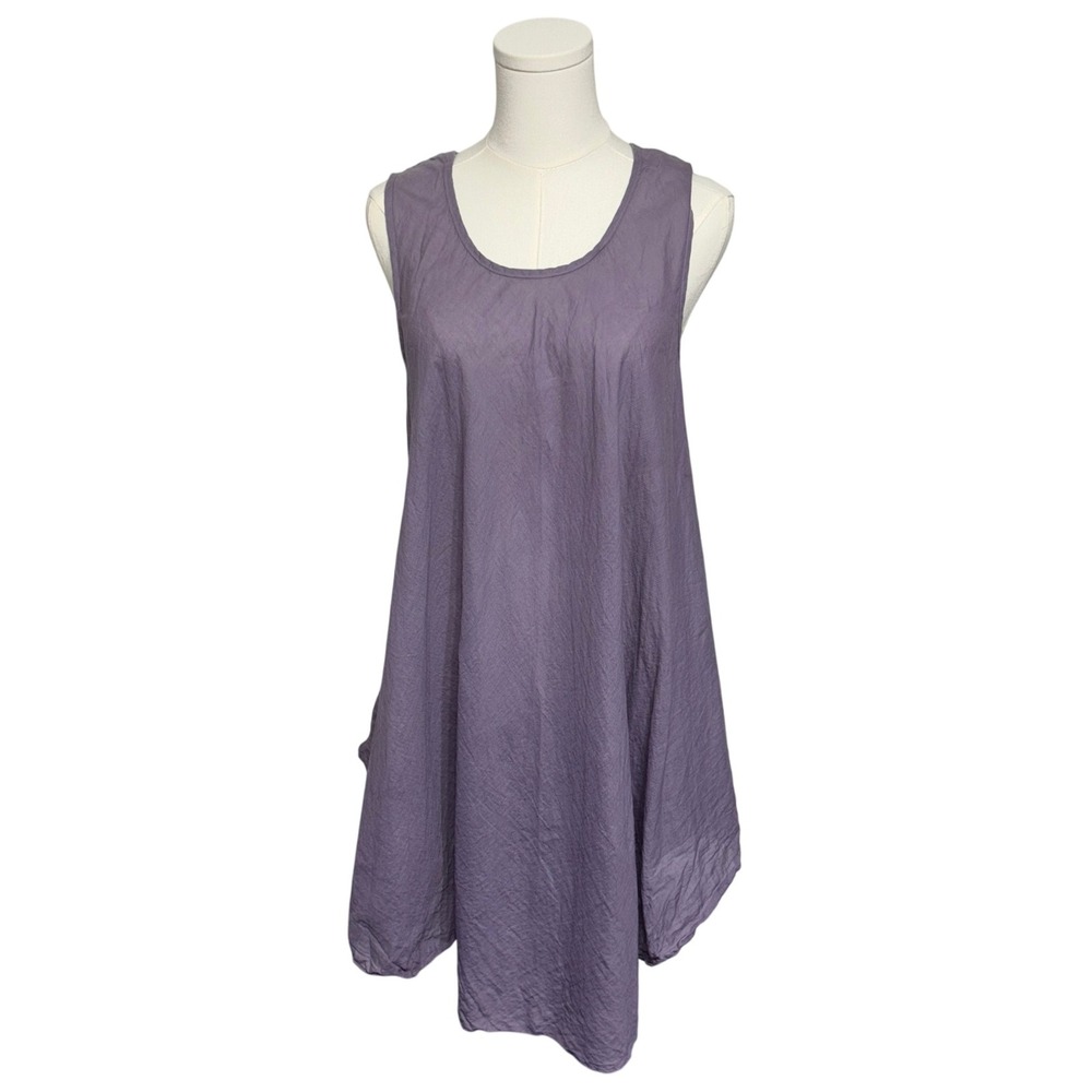 Jacalyne Cotton Dress Sleeveless Casual Loose Fit Comfy Purple Size OS Lagenlook